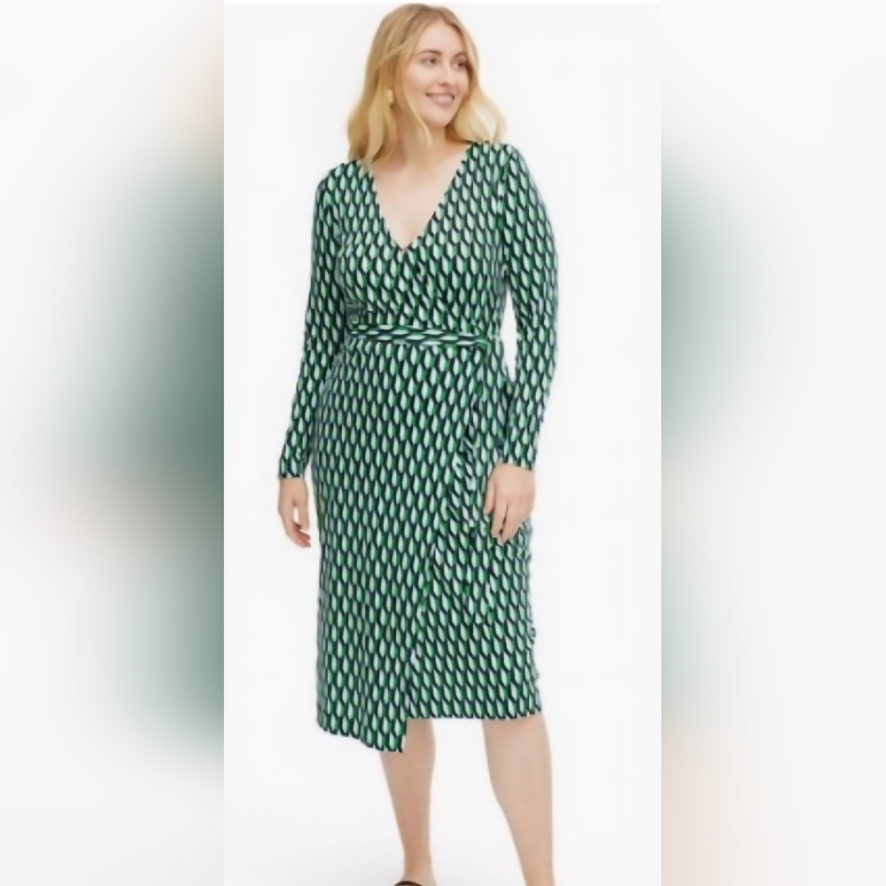 Diane Von Furstenberg ×Target Green Geometric Long Sleeve Dress